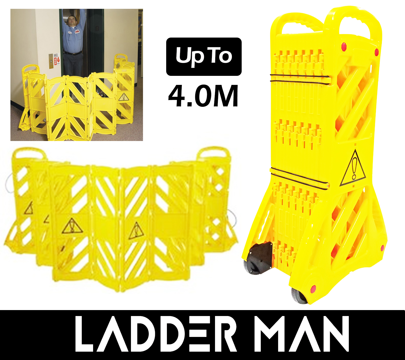 4M Safety Barricade Extendable Road Barrier Foldable Safety Divider